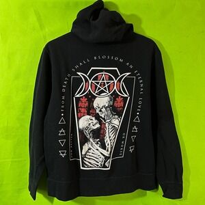 Medium BlackCraft Cult Eternal Love Skeleton Zip Hoodie Black Occult Goth Mens